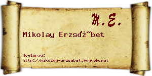 Mikolay Erzsébet névjegykártya