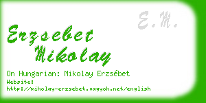 erzsebet mikolay business card